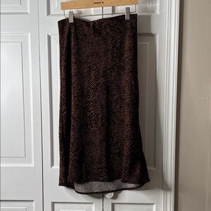 Rachel Zoe Brown and Black Printed Slip Midi Skirt